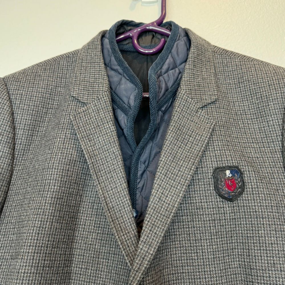 THE KOOPLES SPORT Sport Coat with Zip Out Waistcoat EU52 (US42) Small Plaid Navy - Picture 4 of 13